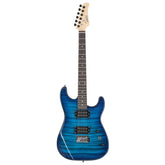 Glarry GST Electric Guitar HH Pickup Tiger Stripe w/20W Amplifier - Blue
